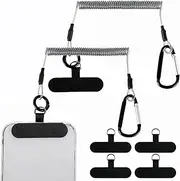 AOZUO 2Pcs Retractable Phone Tether, Anti Theft Phone Strap Phone Anti-Drop Lanyard Tab with Buckle Universal Safety Lanyard Patch for Outdoor Hiking Skiing Cycling Climbing Fishing Boating Kayak,