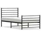 NNEVL Metal Bed Frame with Headboard and Footboard Black 106x203 cm King Single