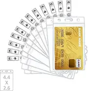 Feishiong 12 Pcs Waterproof ID Badge Holder,ID Badge Holder with Clip,Vertical ID Card Name Tag Badge Holder with Waterproof Type Resealable Zip