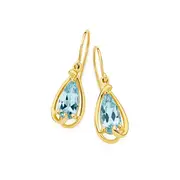 9ct Gold Blue Topaz Drop Earrings in Blue