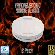 AS3786 Slimline Interconnected Photoelectric Smoke Alarm 8 Pack + Free Remote