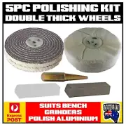 METAL POLISHING KIT FOR BENCH GRINDER BUFFING (DOUBLE THICK WHEELS) ALUMINIUM
