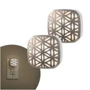 Lights by Night Decorative LED Night Light Brushed Nickel Flower Design Plug-...