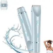 Glow Aura Women’s Shaver, 2-in-1 Dual Head Shaver for Bikini and Body, Electric Lady Shaver & Trimmer, Perfect for Sensitive Skin - Razor & Shaver (Blue)