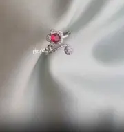 Gift For Women's Adjustable Toe Ring Burmese Syn Ruby & Cubic Zirconia 925 SS