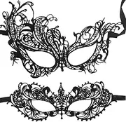 Besmrpg 2 Pcs Masquerade Masks, Lace Carnival Venetian Mardi Gras Mask Half Face Venetian Lace Mask for Women, Adults, Party Enthusiasts