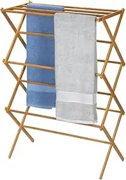Bamboo Clothes Drying Rack Horse Laundry Foldable Free Stand, Collapsible Clothes Drying Rack Laundry Rack Airer Towel Hanger Rack