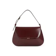 [Amina Muaddi] Amina Muaddi-Bordeaux And Gold Ami Brushed Leather Shoulder Bag-Donna OS OS
