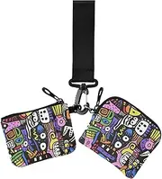 [Amooorous] Colorful Designs Abstract Patterns Dual Wristlet Wallets for Women Small Detachable Card Money Holder with Zipper Pocket for Daily Use 2 Pcs, Colorful Designs Abstract Patterns, 1 size, Casual