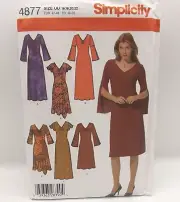 Simplicity 4877 Ladies Knit Split Sleeve Dress Size 16 18 20 22 Sewing Pattern