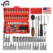 HKDZ 1/4 " Drive Socket Ratchet Wrench Set Bits Repair Tools Tool Kit Auto