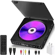 Mini CD Player Home DVD/VCD Hd Video Dvd Player Hifi Stereo Speakers 1080P Portable DVD Player for TV(US Plug) Black