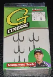 Gamakatsu 347207.5 G-Finesse Medium Heavy Treble Hooks - Size 5 - NS Black