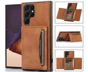 068 Three Fold Wallet Phone Case Card Insertion Suitable for Samsung S24 Ultra