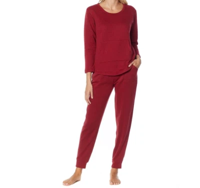 Beautyrest Women's 2-Pieces Loungewear Set with Pockets Wine Red X-Large Size