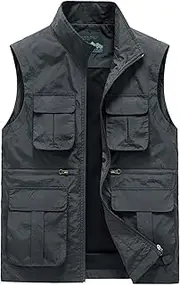 [AKTQL88] Men's Gilet Outdoor Multi-Pocket Vest Sleeveless Casual Fishing Vest Mesh Breathable Photography Hiking Jacket