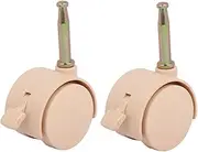 Aexit 2pcs (Civil equipment hardware accessories) 1.5-inch PU Crib Stem Swivel Caster Ecru (70ry398qf315) w Brake