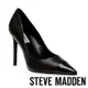 STEVE MADDEN-EVELYN-C 皮革拼接尖頭高跟鞋-黑色