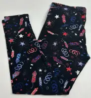 NWT LuLaRoe TC Black Leggings w/Fireworks Design-Tall & Curvy 12-18