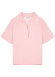 Victoria Beckham Bouclé Cotton-blend Polo top - Light Purple - S (UK8-10 / S) S (UK8-10 / S)