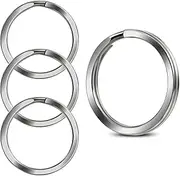 [PPFISH EDC] Heavy Duty Titanium Keyring Large Key Ring Split Key Rings for Keychains Dog's ID Tags Car Keys Organization, Silvery, Large