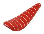 17" LONG VINYL BANANA LOWRIDER SEAT IN SPARKLE/RED W/SILVER STRIPE FOR 20" BIKE