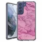 For Samsung Galaxy S20 S21 S23 S24 FE 5g TPU Case+Glass(Pink Marble)