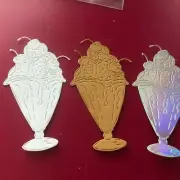SET OF 3 DIE CUT & EMBOSSED TASTY SUNDAE DIE CUTS, 3 OPTIONS AVAILABLE