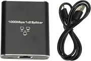 Gigabit Ethernet Splitter 1 to 2 Ethernet Splitter Adapter High Speed 1000Mbps RJ45 with USB Power Cable Premium Materials Wide Compatibility