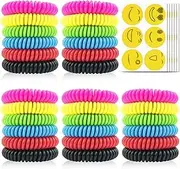 Mosquito Repellent Bracelets 30 Pack Natural Insect Repellent Wristband Waterproof Pest Control Band with 6 Pack Mosquito Repellent Stickers for Kids Adults Outdoor Camping Fishing Traveling