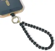Little Fire Craft Cell Phone Wrist Strap Beaded Cell Phone Charm Hand Strap Crystal Lanyard Detachable Beaded Charm Cube Beads Chain (Matte Black)