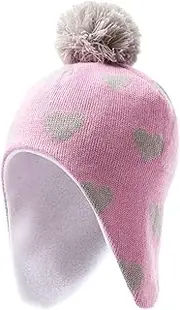 Tough Headwear Boys & Girls Ear Flap Beanie - Fleece Lined Beanie Kids, Toddler Winter Hat, Pom Pom Beanie Toddler Knit Cap