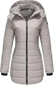 [JEShifangjiusu] Women's Zip Full Pure Color Long Down Jacket Thickening Long Padded Coat With Hood Warm Down Jackets, Gray A1, XL