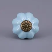 1x Ceramic Pumpkin knobs Lovely Children Room Dresser Handles Porcelain Jewellery Box Drawer Cabinet Small knobs 25x24mm - (Color: Blue)