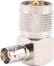 Atelierate UHF PL259-259 Male to BNC Female Right Angle Adapter Connector,Silver