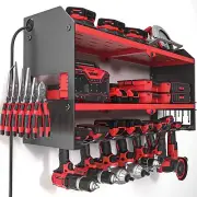 3-Shelf Power Tool Wall Mount Organizer with Easy Installation for Garage Setup