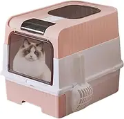 Cat Litter Boxes | Litter Box with Lid - with Scoop Lightweight Odor Control Sifting Foldable Enclosure Supplies for Indoor Corner Easy Clean