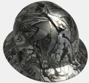 Hydro Dipped Hard Hat Ridgeline Full BRim Cusotm Silver Metallic Graffiti