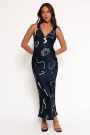 [PUP94] Ashlyn Midi Dress - Navy Print XS navy