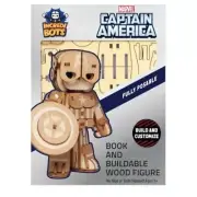IncrediBots Marvel CAPTAIN AMERICA Graphic Book & Buildable Wood Figure Ages 8+