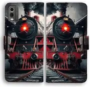 Flip Wallet Phone Case for Nokia 1-9 / C/G/X Phone Series - Steam Train Vintage Locomotive Theme Print (Nokia XR21)
