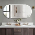 3 Sizes Frameless Oval Wall Vanity Dresser Mirror Beveled Edge Bathroom Entryway
