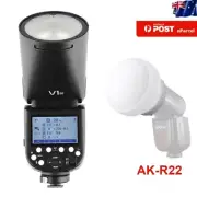 Godox V1-N 76W 2.4G Round Head Speedlite Flash For Nikon + AK-R22 Diffusion Dome