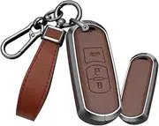 TECART Car Key Cover Protection fit for Mazda 3 5 6 CX-5 CX-3 CX-8 MX-5 CX-4 CX-5 CX-7 CX-9 Atenza 2018 2019 2020 Remote Car Key Fob Keyring Key Fob Shell Covers Keychain Leather 3 Buttons A Brown