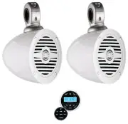 (2) Rockville MS40W 4" 200w Wakeboard Tower Speakers+Bluetooth Boat Receiver