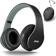 Bluetooth Over-Ear Headphones, Zihnic Foldable Wireless and Wired Stereo Headset Micro SD/TF, FM for iPhone/Samsung/iPad/PC/TV,Soft Earmuffs &Light Weight for Prolonged Wearing Black/Gray
