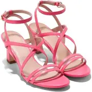 NWT Cole Haan Women's Addie Strappy Sandals Heeled, Camelia Rose Leather-Size 6