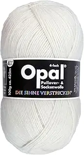 Opal Uni (425m) 4-Ply Yarn - Wool-Blend, Bright Solid Colours Yarn for Warm Socks and Sweaters, 2620 Hartweiss, 1 x 100g