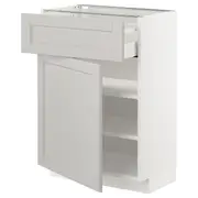 METOD / MAXIMERA base cabinet with drawer/door, white/Lerhyttan light grey, 60x37x80 cm