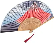 Cabilock Vintage Silk Handheld Fan Japanese Style Bamboo Fan for Cosplay Dance Photography Home Decoration Lightweight Portable present Party Favor